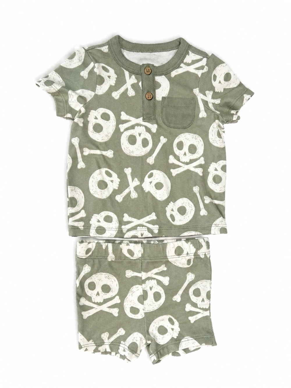 Cat&Jack Baby Boy Skull Print Outfit Set 6-9M | Cute Edgy Matching Set